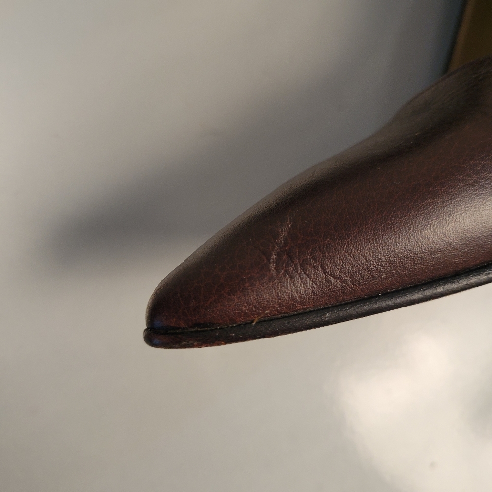 Vintage Gianni Versace Block Brown Leather Medusa Head Heels EU 35.5 35 5.5 - Picture 9 of 16